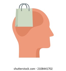 Shop bag neuromarketing icon. Flat illustration of shop bag neuromarketing vector icon isolated on white background
