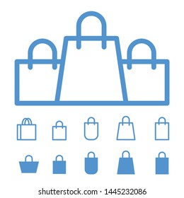 Shop, bag, tote, store, gift and purchases shopping icon vector set