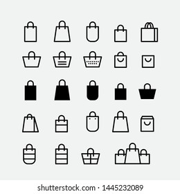 Shop, Bag, Tote, Store, Gift And Purchases Shopping Icon Vector Set