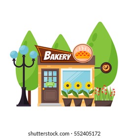 Shop bakery facade vector.