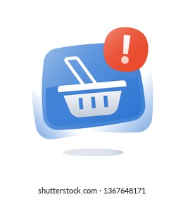 Shop Basket, Abandoned Cart Concept, Online Shopping Button, Marketing And Promotion, Limited Offer, Best Deal, Loyalty Program, Sales Improvement, Vector Flat Icon