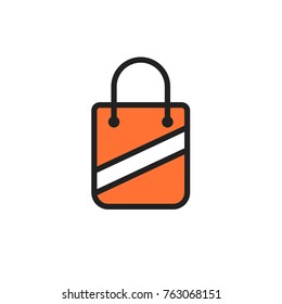 Shop basket bag icon line vector