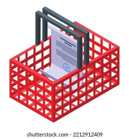 Shop basket control icon isometric vector. Consumer rule. Legal company