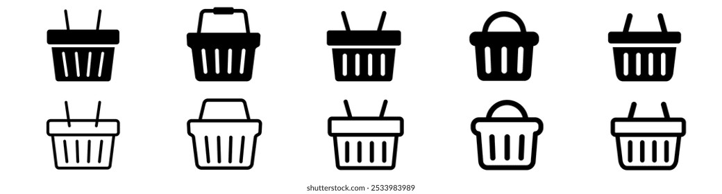 Shop basket icon set. Shopping basket icon
