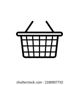 Shop Basket Supermarket Black Silhouette Icon. Grocery Store Buy Basket Market Glyph Pictogram. Hand Food Product Empty Cart Flat Symbol. Bag Retail Internet Web Sign. Isolated Vector Illustration.