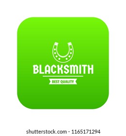 Shop blacksmith icon green vector isolated on white background
