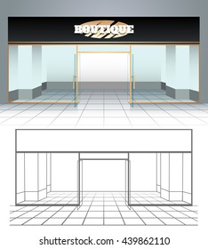 Shop or boutique front view. Vector illustration