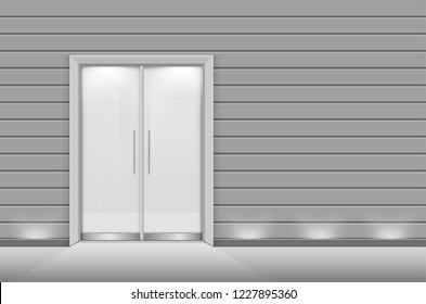Shop boutique store front with glass door vector design.