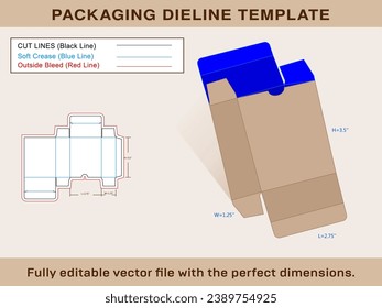Shop Box Dieline Template, Editable Vector File