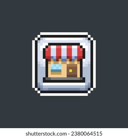 shop building button sign in pixel art style