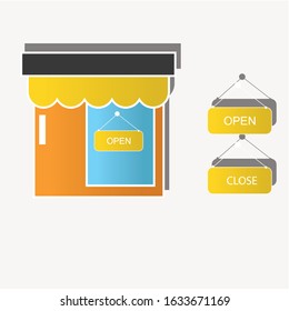 Shop building concept. Creative idea design. Flat vector illustration for template, brochure or presentation.