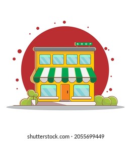 shop building concept vector icon illustration for sale