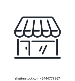 Shop building editable stroke outline icon isolated on white background flat vector illustration. Pixel perfect. 64 x 64