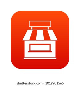 Shop building facade icon digital red for any design isolated on white vector illustration