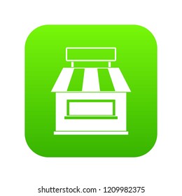 Shop building facade icon digital green for any design isolated on white vector illustration