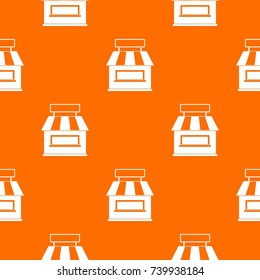Shop building facade pattern repeat seamless in orange color for any design. Vector geometric illustration