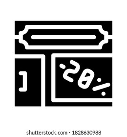 tienda construyendo vector de iconos de glifo. cartel de construcción de tienda. símbolo de contorno aislado ilustración negra