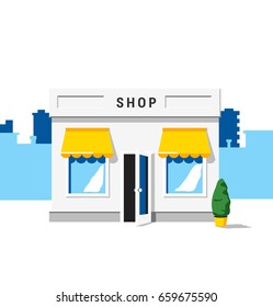 Shop building. House vector illustration in flat style.