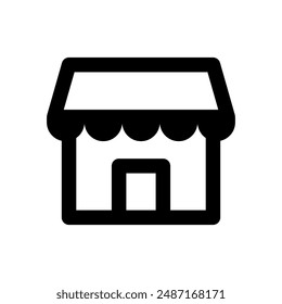 Shop building icon. Black silhouette of shop. Shop building symbol. Vector illustration.