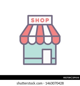 Shop building icon flat design vector illustration. EPS 10
