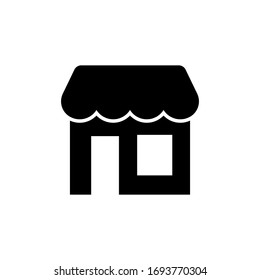 Shop building icon in flat style on white background. Vector