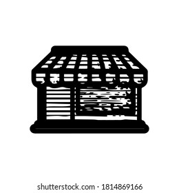 ilustración vectorial dibujada a mano del icono de construcción de tienda aislado en fondo blanco