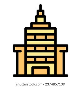 Ver vector de contorno de icono de construcción. Tienda moderna. Color del centro comercial plano