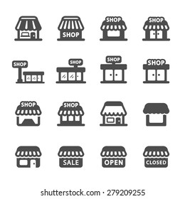 shop building icon set, vector eps10.