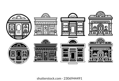 shop building icon set,Online store flat line icon set. Vector illustration included symbols. online shopping,Store icon vector.