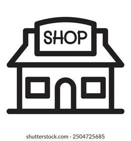 Shop building icon in thin line style. Vector illustration graphic design