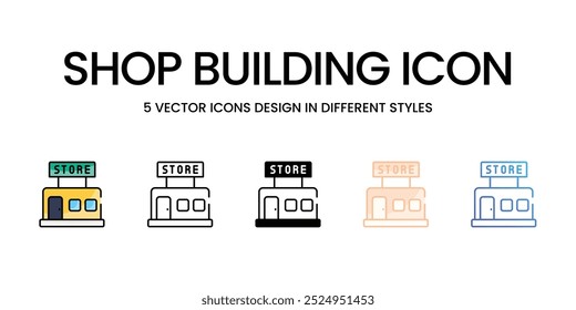 Shop Building Icon vector icons set ready to use wed and mobile apps.