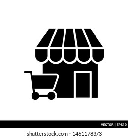 Shop building icon vector illustration logo template