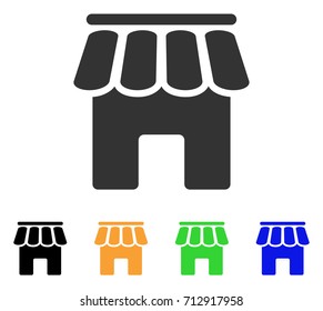 Shop Building icon. Vector illustration style is a flat iconic shop building symbol with black, grey, green, blue, yellow color variants. Designed for web and software interfaces.