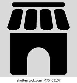 Shop Building icon. Vector style is flat iconic symbol, black color, light gray background.