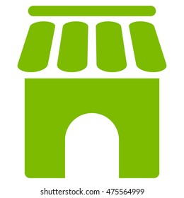 Shop Building icon. Vector style is flat iconic symbol, eco green color, white background.