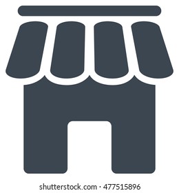 Shop Building icon. Vector style is flat iconic symbol, smooth blue color, white background.