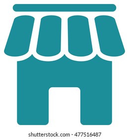 Shop Building icon. Vector style is flat iconic symbol, soft blue color, white background.