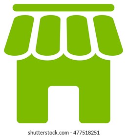 Shop Building icon. Vector style is flat iconic symbol, eco green color, white background.