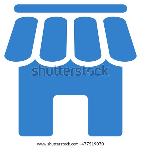 Shop Building icon. Vector style is flat iconic symbol, cobalt color, white background.