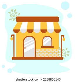 diseño plano de ilustración de edificio de taller