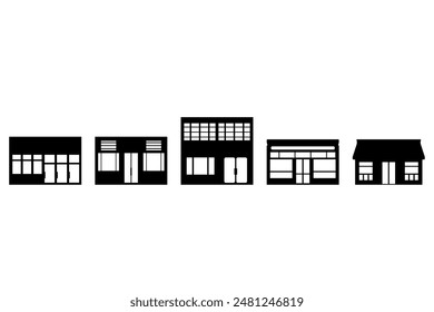 Shop building illustration set design