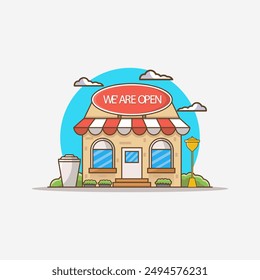 Shop Building Illustration using modern style vector view