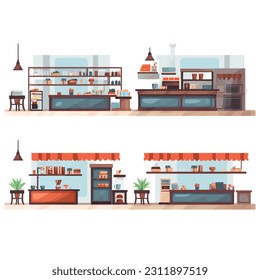Shop building interior vector isolated