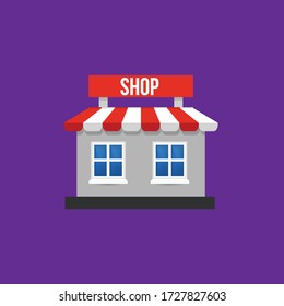 shop building - market icon.Conceptual vector illustration in flat style design.Isolated on background.