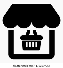Shop building. Market.Grocery store. Supermarket.Grocery store. Supermarket. Cafe. Sales department. Vector icon. 