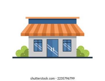 Shop building. Multi purpose building. Simple flat illustration.