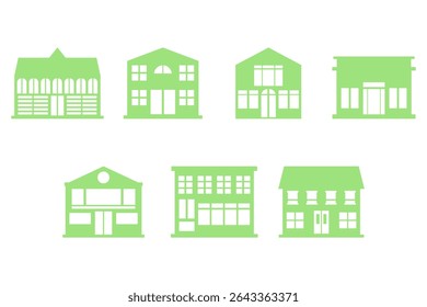 Shop Building Silhouette Icon Set