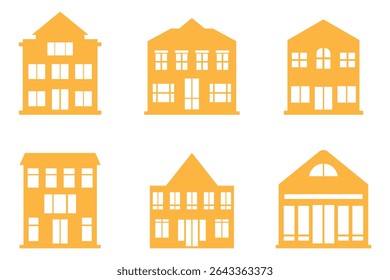 Shop Building Silhouette Icon Set