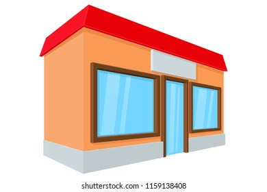 Shop building. Vector 3d illustration isolated on white background