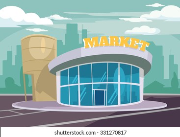 Shop building. Vector flat illustration